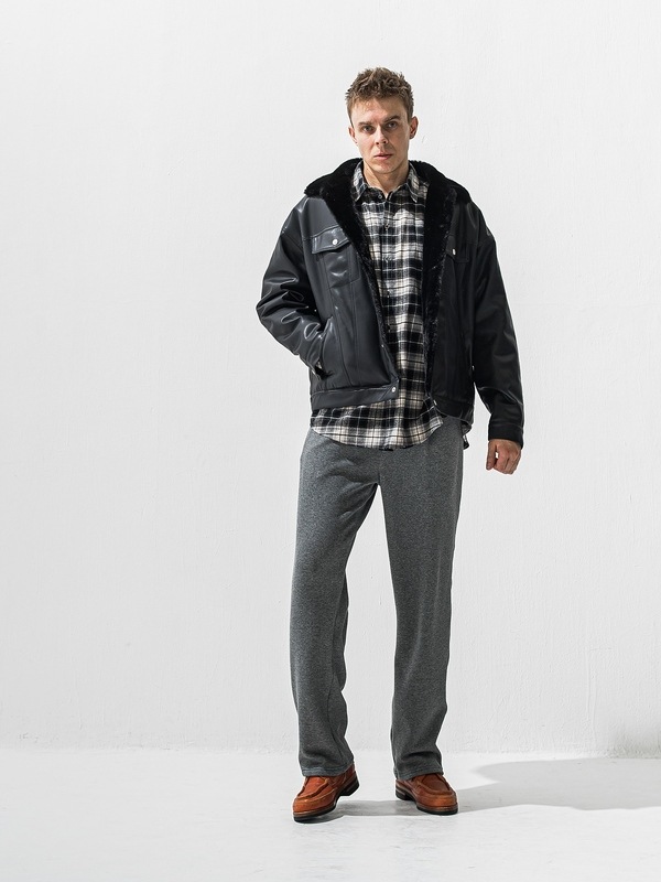 (ͽ���ʡ�11��12������ͽ��/42TH RESOUND CLOTHING���ꥵ����ɥ���������/SEMIWAIDE velours fleece WIDE TUCK PANTS/CHACOAL