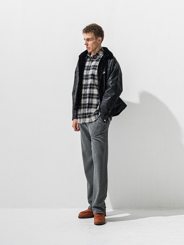 (ͽ���ʡ�11��12������ͽ��/42TH RESOUND CLOTHING���ꥵ����ɥ���������/SEMIWAIDE velours fleece WIDE TUCK PANTS/CHACOAL