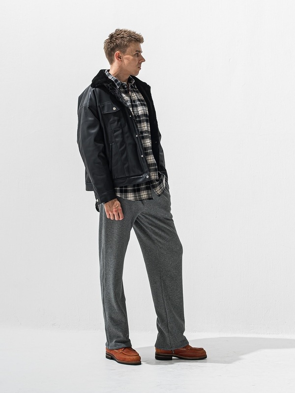 (ͽ���ʡ�11��12������ͽ��/42TH RESOUND CLOTHING���ꥵ����ɥ���������/SEMIWAIDE velours fleece WIDE TUCK PANTS/CHACOAL