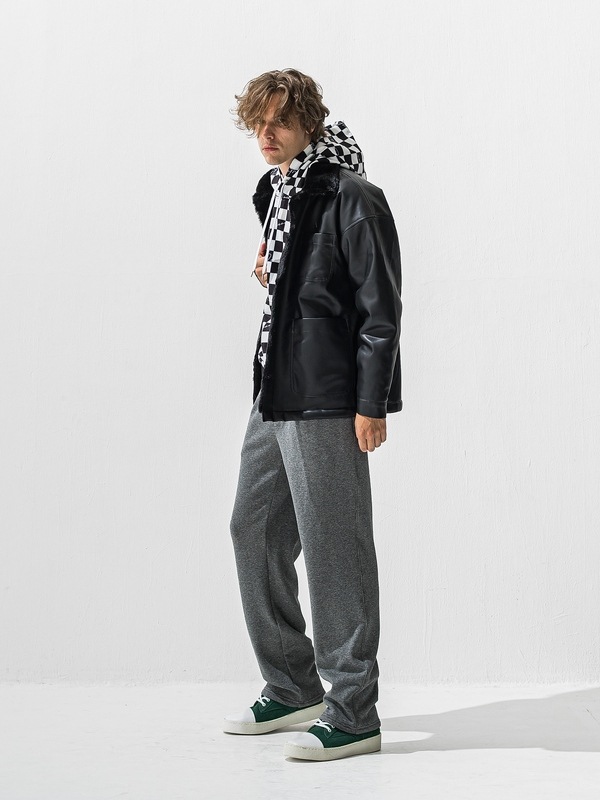 (ͽ���ʡ�11��12������ͽ��/42TH RESOUND CLOTHING���ꥵ����ɥ���������/SEMIWAIDE velours fleece WIDE TUCK PANTS/CHACOAL
