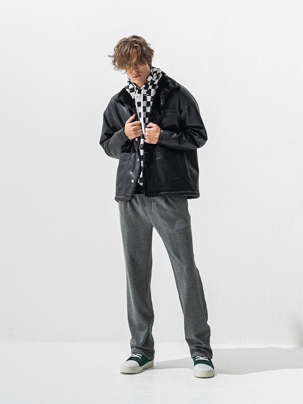 (ͽ���ʡ�11��12������ͽ��/42TH RESOUND CLOTHING���ꥵ����ɥ���������/SEMIWAIDE velours fleece WIDE TUCK PANTS/CHACOAL