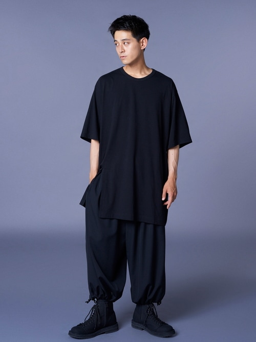 Ground Y�����饦��ɥ磻/30/- COTTON JERSEY SLIT JUMBO T-SHIRT/BLACK.