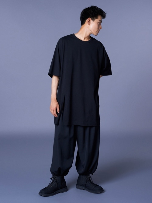 Ground Y�����饦��ɥ磻/30/- COTTON JERSEY SLIT JUMBO T-SHIRT/BLACK.
