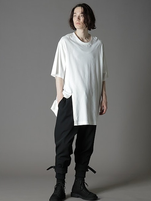 Ground Y�����饦��ɥ磻/30/- COTTON JERSEY SLIT JUMBO T-SHIRT/BLACK.