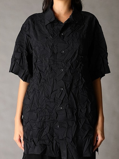 Ground Y�����饦��ɥ磻/PE SPUNLAWN OPEN COLLAR BACK GATHER SHIRT/WHITE