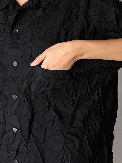 Ground Y�����饦��ɥ磻/PE SPUNLAWN OPEN COLLAR BACK GATHER SHIRT/WHITE