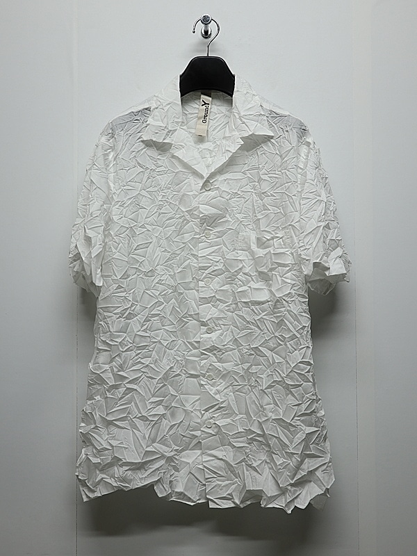 Ground Y�����饦��ɥ磻/PE SPUNLAWN OPEN COLLAR BACK GATHER SHIRT/WHITE