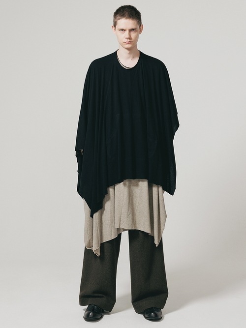 �㴰���nude:masahiko maruyama ���̡���:�ޥ��ҥ��ޥ���/40/- Cotton/Wool Jersey LAYERED PONCHO (2pcs SET)/Black-Beige