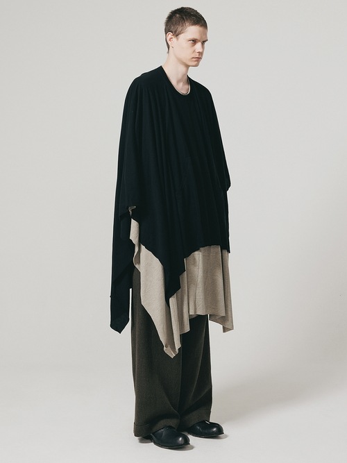 �㴰���nude:masahiko maruyama ���̡���:�ޥ��ҥ��ޥ���/40/- Cotton/Wool Jersey LAYERED PONCHO (2pcs SET)/Black-Beige
