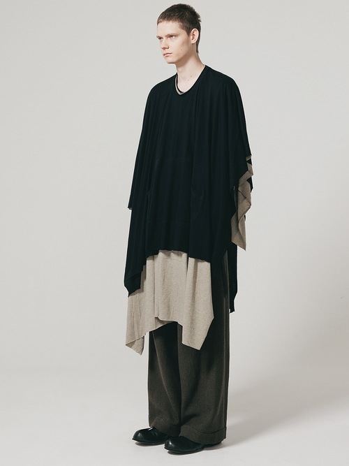 �㴰���nude:masahiko maruyama ���̡���:�ޥ��ҥ��ޥ���/40/- Cotton/Wool Jersey LAYERED PONCHO (2pcs SET)/Black-Beige