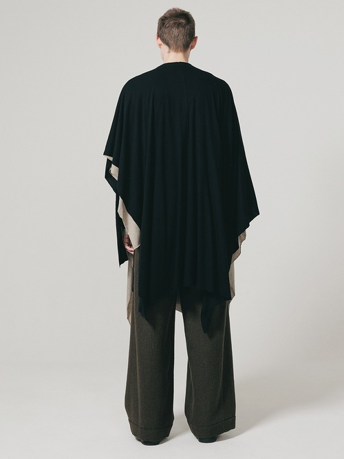 �㴰���nude:masahiko maruyama ���̡���:�ޥ��ҥ��ޥ���/40/- Cotton/Wool Jersey LAYERED PONCHO (2pcs SET)/Black-Beige