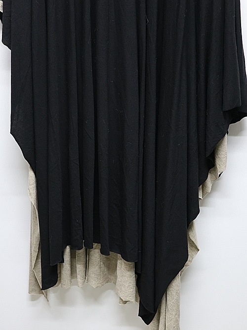 �㴰���nude:masahiko maruyama ���̡���:�ޥ��ҥ��ޥ���/40/- Cotton/Wool Jersey LAYERED PONCHO (2pcs SET)/Black-Beige