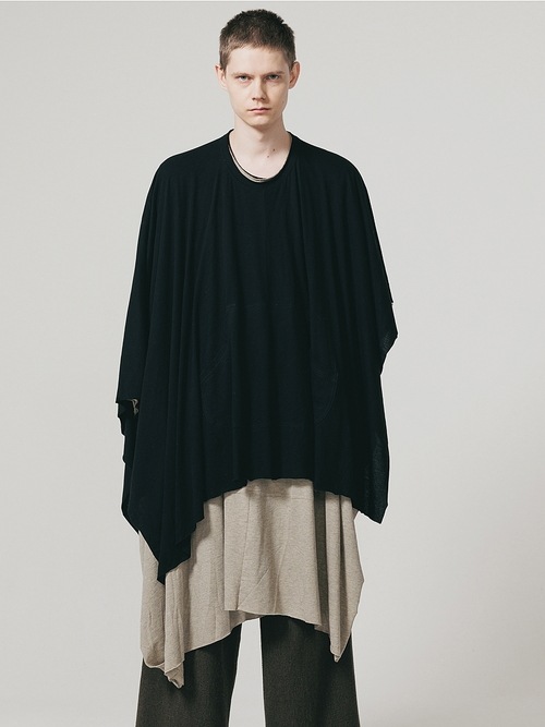 �㴰���nude:masahiko maruyama ���̡���:�ޥ��ҥ��ޥ���/40/- Cotton/Wool Jersey LAYERED PONCHO (2pcs SET)/Black-Beige