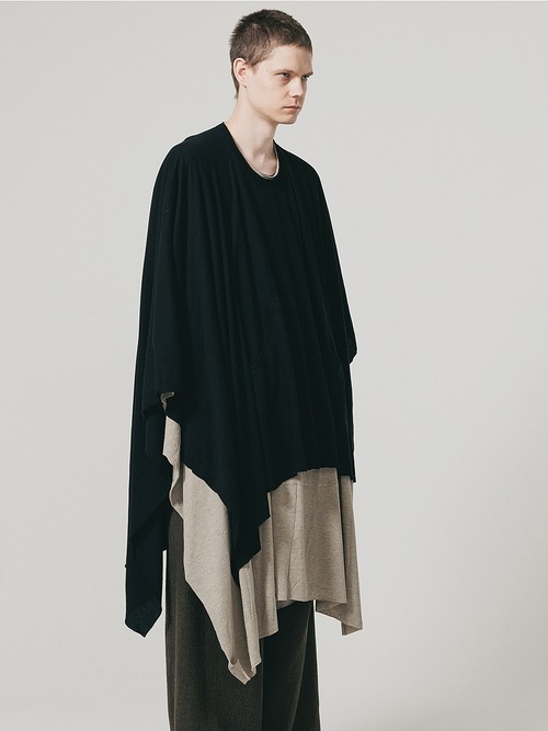 �㴰���nude:masahiko maruyama ���̡���:�ޥ��ҥ��ޥ���/40/- Cotton/Wool Jersey LAYERED PONCHO (2pcs SET)/Black-Beige