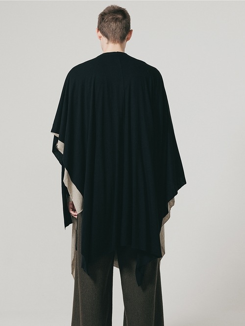 �㴰���nude:masahiko maruyama ���̡���:�ޥ��ҥ��ޥ���/40/- Cotton/Wool Jersey LAYERED PONCHO (2pcs SET)/Black-Beige
