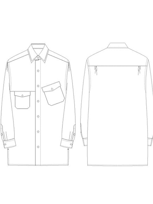 Ground Y�����饦��ɥ磻/50/- BROAD DOUBLE COLLAR SLANTED POCKET SHIRT/BLACK