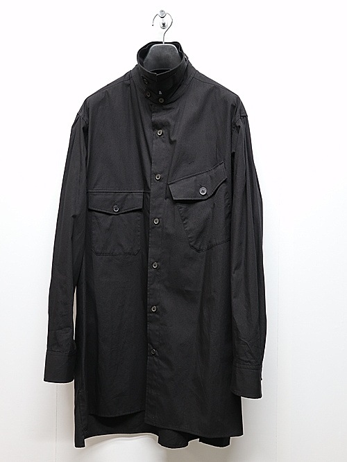 Ground Y�����饦��ɥ磻/50/- BROAD DOUBLE COLLAR SLANTED POCKET SHIRT/BLACK
