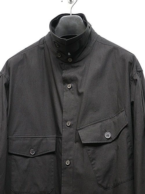 Ground Y�����饦��ɥ磻/50/- BROAD DOUBLE COLLAR SLANTED POCKET SHIRT/BLACK