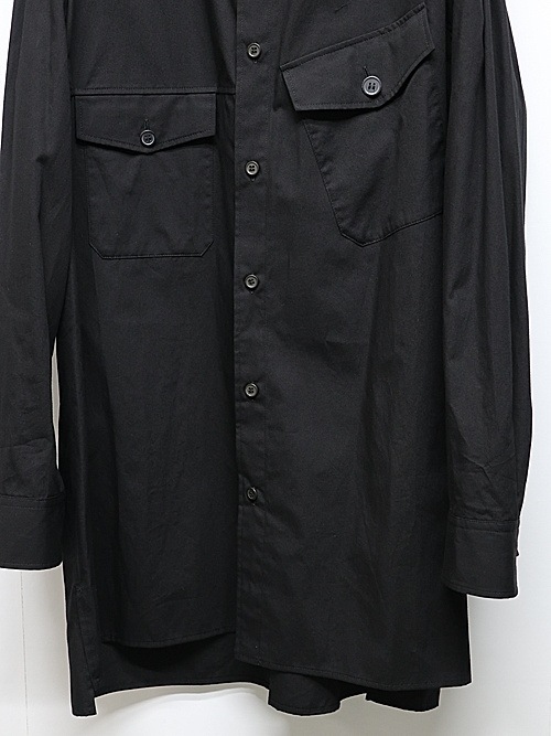 Ground Y�����饦��ɥ磻/50/- BROAD DOUBLE COLLAR SLANTED POCKET SHIRT/BLACK