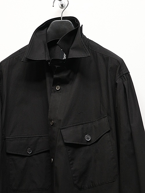 Ground Y�����饦��ɥ磻/50/- BROAD DOUBLE COLLAR SLANTED POCKET SHIRT/BLACK