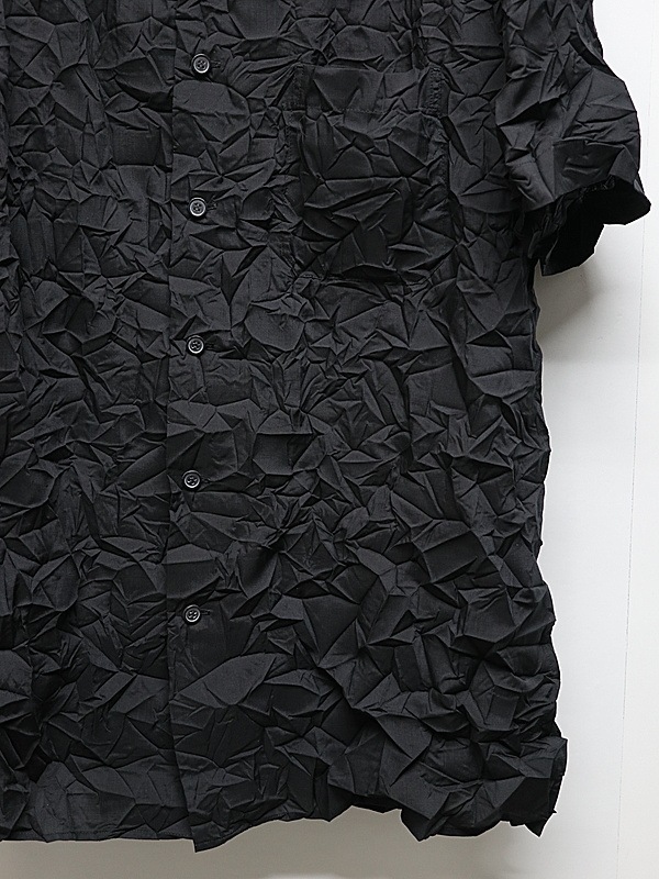 �㴰���Ground Y�����饦��ɥ磻/PE SPUNLAWN OPEN COLLAR BACK GATHER SHIRT/BLACK