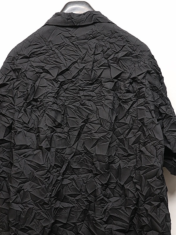 �㴰���Ground Y�����饦��ɥ磻/PE SPUNLAWN OPEN COLLAR BACK GATHER SHIRT/BLACK