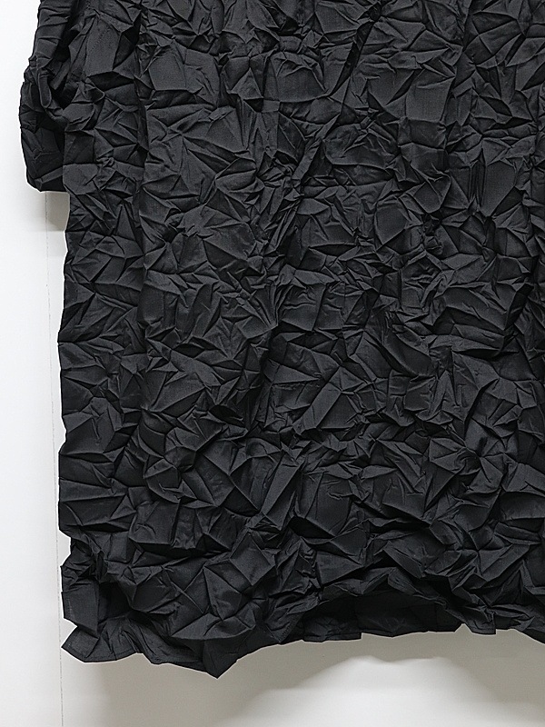�㴰���Ground Y�����饦��ɥ磻/PE SPUNLAWN OPEN COLLAR BACK GATHER SHIRT/BLACK