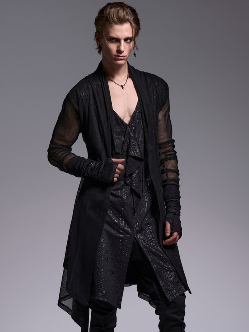 (ͽ���ʡ�7��8������ͽ��/kiryuyrik������奦����奦/Mesh Dolman Sleeve Cardigan/Black