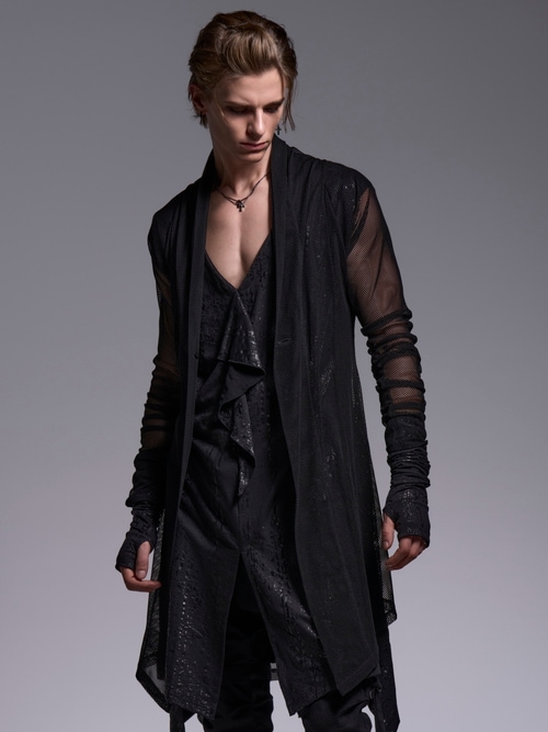 (ͽ���ʡ�7��8������ͽ��/kiryuyrik������奦����奦/Mesh Dolman Sleeve Cardigan/Black