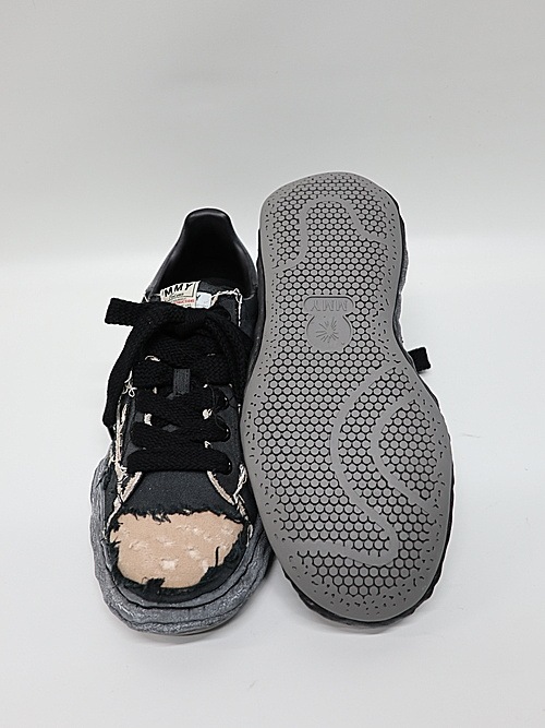 �㴰���Maison MIHARA YASUHIRO��CHARLES/original sole ripping and overdyeing canvas Low-Top sneakers/BLK/BLK