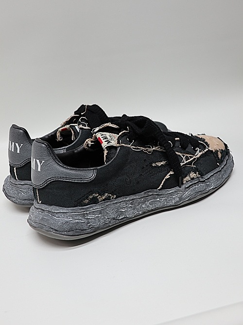 �㴰���Maison MIHARA YASUHIRO��CHARLES/original sole ripping and overdyeing canvas Low-Top sneakers/BLK/BLK