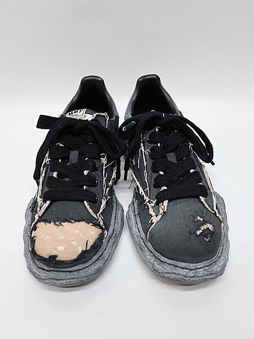 �㴰���Maison MIHARA YASUHIRO��CHARLES/original sole ripping and overdyeing canvas Low-Top sneakers/BLK/BLK