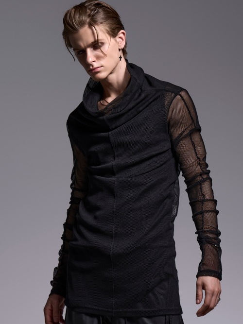 (ͽ���ʡ�7��8������ͽ��/kiryuyrik������奦����奦/Mesh Loose High Neck/Black