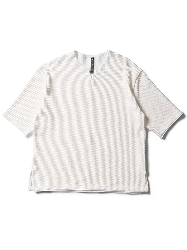 (ͽ���ʡ�4��5������ͽ��/wjk�����֥른��������/textured knit key-neck H/S/white