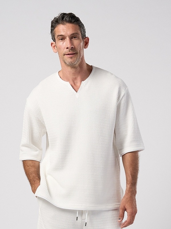 (ͽ���ʡ�4��5������ͽ��/wjk�����֥른��������/textured knit key-neck H/S/white