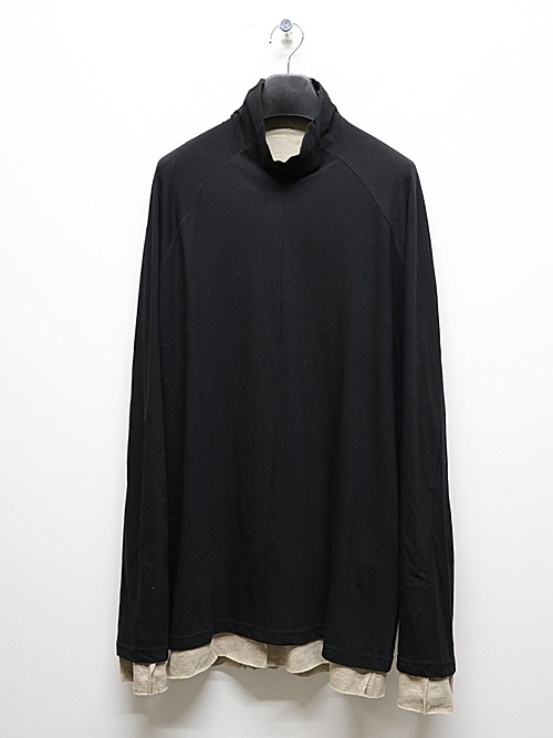 �㴰���nude:masahiko maruyama ���̡���:�ޥ��ҥ��ޥ���/40/- Cotton/Wool Jersey HIGH NECK T SHIRT/Black-Beige