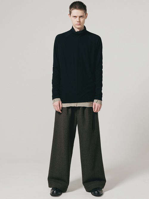�㴰���nude:masahiko maruyama ���̡���:�ޥ��ҥ��ޥ���/40/- Cotton/Wool Jersey HIGH NECK T SHIRT/Black-Beige
