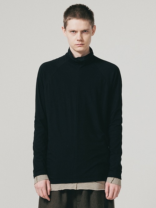 �㴰���nude:masahiko maruyama ���̡���:�ޥ��ҥ��ޥ���/40/- Cotton/Wool Jersey HIGH NECK T SHIRT/Black-Beige