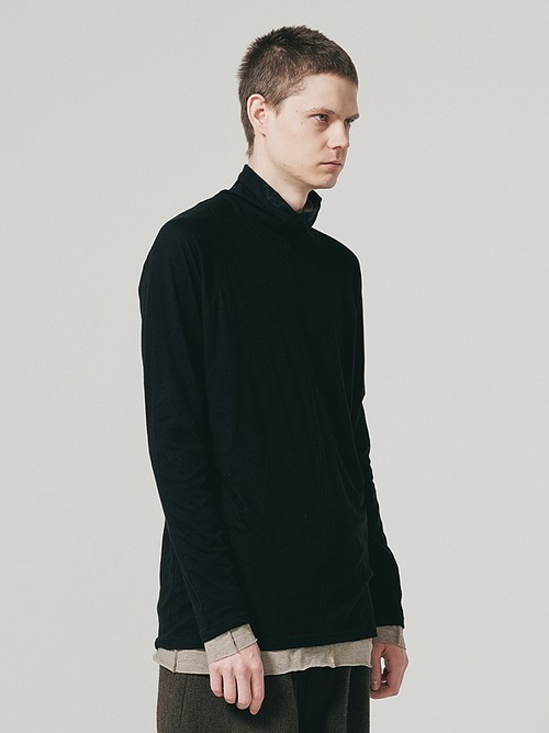 �㴰���nude:masahiko maruyama ���̡���:�ޥ��ҥ��ޥ���/40/- Cotton/Wool Jersey HIGH NECK T SHIRT/Black-Beige