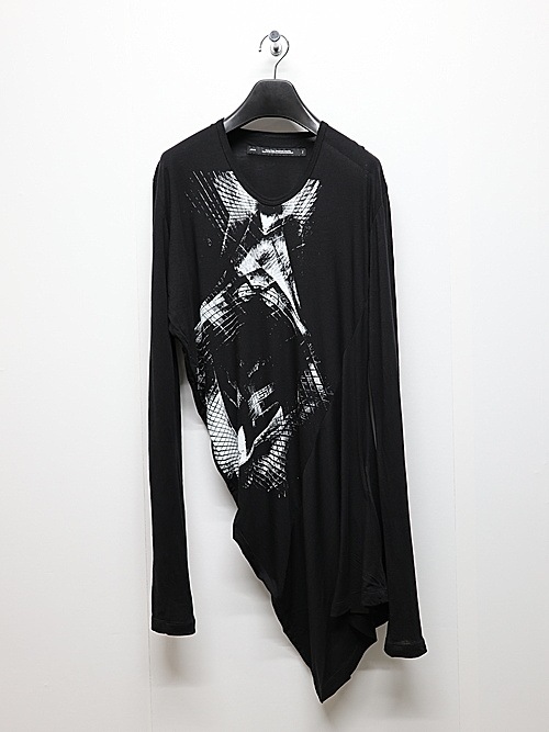 JULIUSꥦ/ COTTON/SILK JERSEY CUT & SEWN2/BLACK