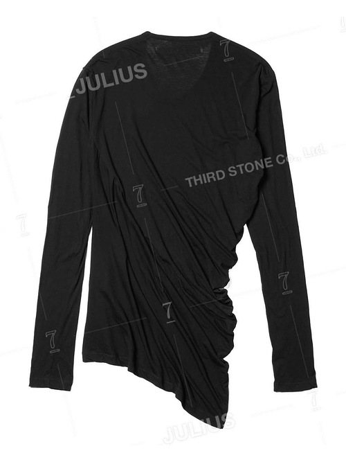 JULIUSꥦ/ COTTON/SILK JERSEY CUT & SEWN2/BLACK