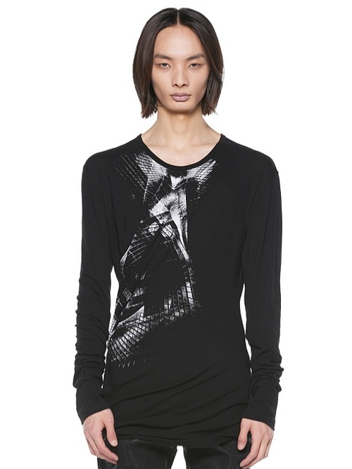 JULIUSꥦ/ COTTON/SILK JERSEY CUT & SEWN2/BLACK