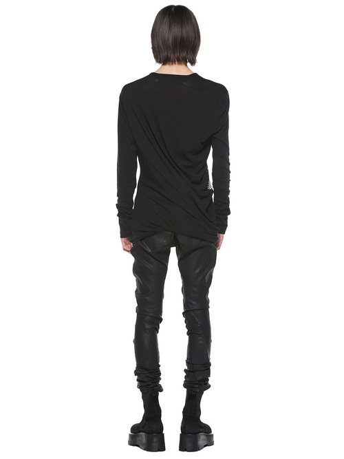 JULIUSꥦ/ COTTON/SILK JERSEY CUT & SEWN2/BLACK