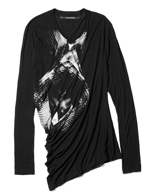 JULIUSꥦ/ COTTON/SILK JERSEY CUT & SEWN2/BLACK