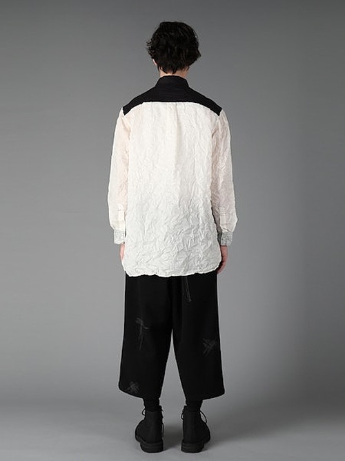 Ground Y�����饦��ɥ磻/PE TAFTA WH X BK STANDARD LONG SLEEVED SHIRT/WHITEBLACK
