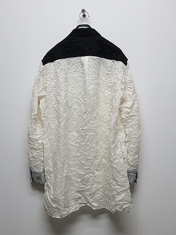 Ground Y�����饦��ɥ磻/PE TAFTA WH X BK STANDARD LONG SLEEVED SHIRT/WHITEBLACK