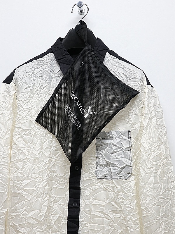 Ground Y�����饦��ɥ磻/PE TAFTA WH X BK STANDARD LONG SLEEVED SHIRT/WHITEBLACK