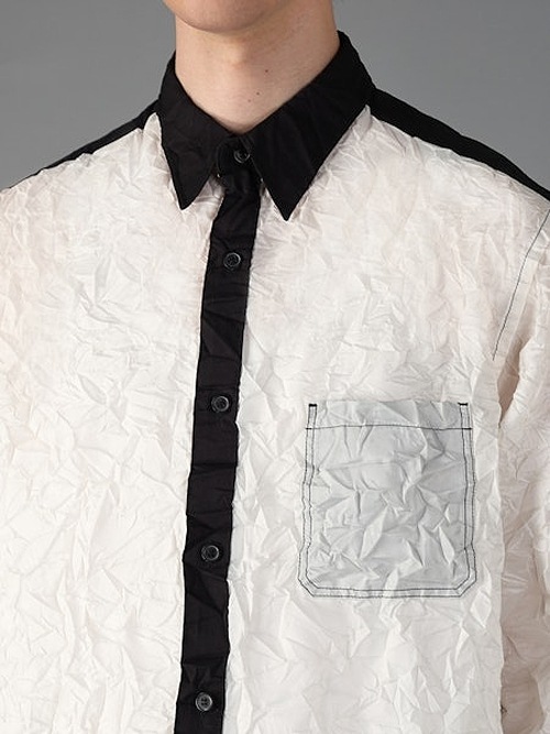 Ground Y�����饦��ɥ磻/PE TAFTA WH X BK STANDARD LONG SLEEVED SHIRT/WHITEBLACK