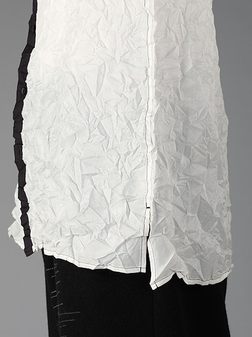 Ground Y�����饦��ɥ磻/PE TAFTA WH X BK STANDARD LONG SLEEVED SHIRT/WHITEBLACK