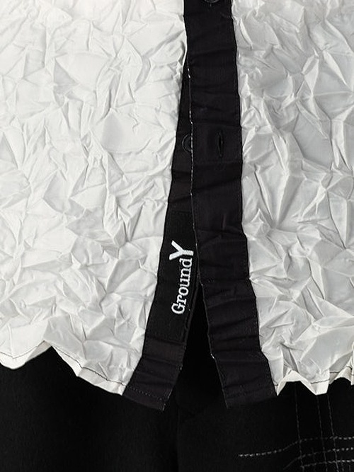 Ground Y�����饦��ɥ磻/PE TAFTA WH X BK STANDARD LONG SLEEVED SHIRT/WHITEBLACK